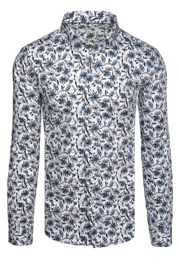Koszula męska w kwiaty biała Dstreet DX2668
