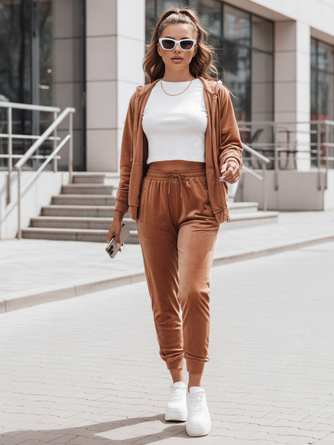 Spodnie damskie dresowe welurowe brązowe Dstreet UY2838