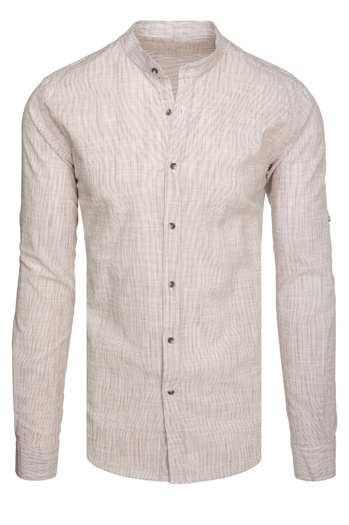 Koszula męska ze stójką z długim rękawem brązowa Dstreet DX2660