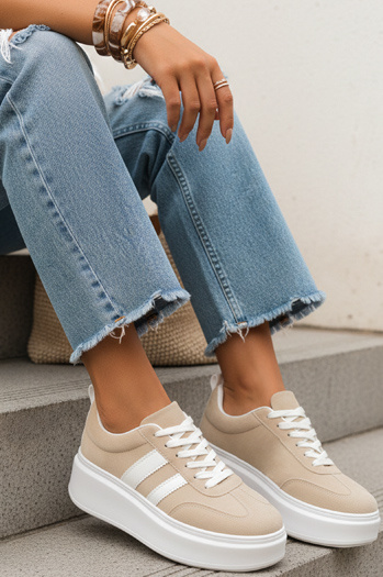 Sneakersy damskie beżowe Dstreet ZY1378