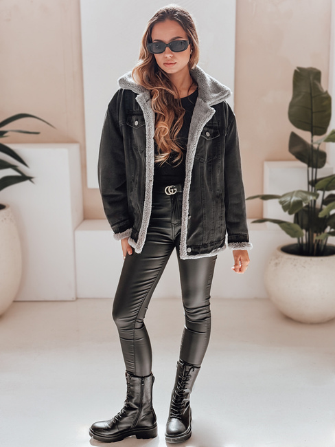 Kurtka zimowa damska jeansowa z kożuchem szara Dstreet TY5173