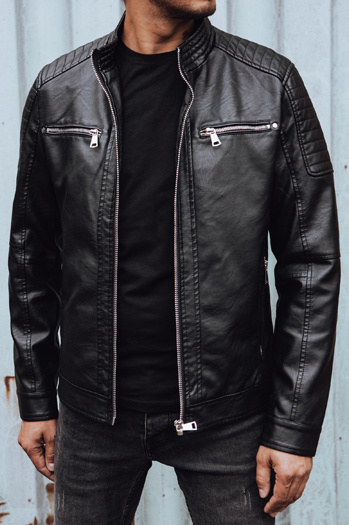 Kurtka męska przejściowa skórzana czarna Dstreet TX4731