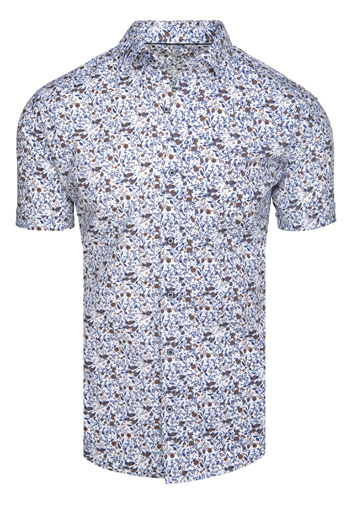 Koszula męska we wzory z krótkim rękawem biała Dstreet KX1075