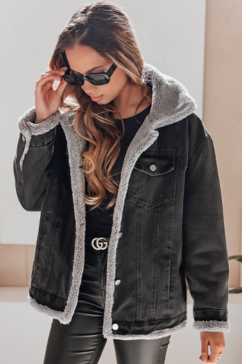 Kurtka zimowa damska jeansowa z kożuchem szara Dstreet TY5173
