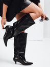 Kozaki damskie z szeroka cholewką czarne Dstreet ZY1169
