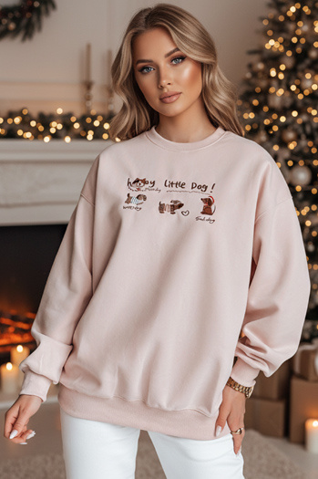 Bluza damska oversize z jamnikami JAMNIKOVE różowa Dstreet BY1497z