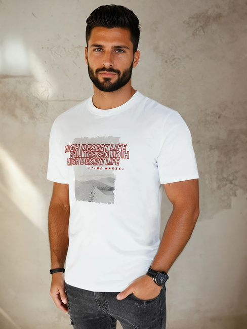 Koszulka męska z nadrukiem biała Dstreet RX5487