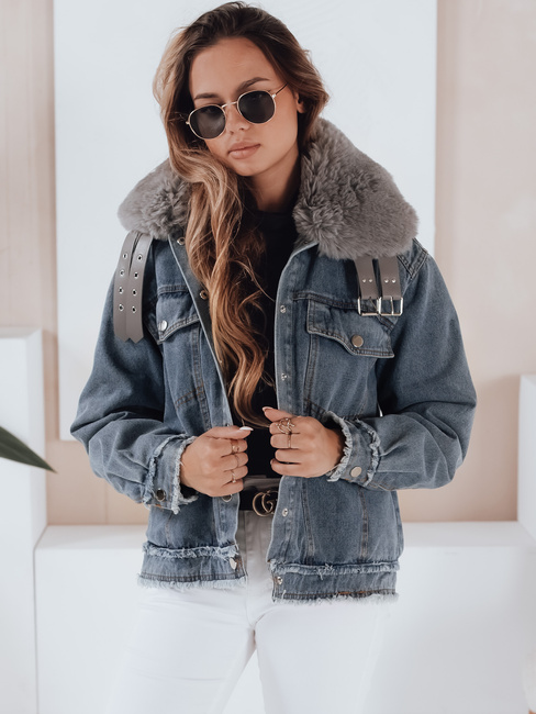 Kurtka damska FURDENIM jeansowa z futerkiem jasnoniebieska Dstreet TY4755