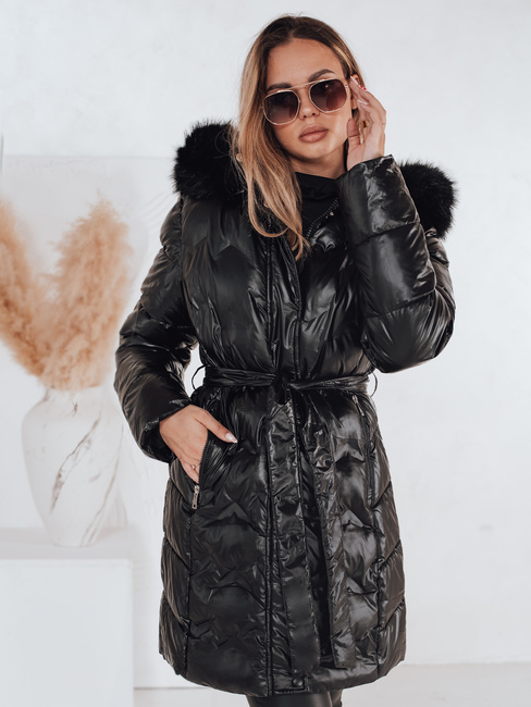 Kurtka zimowa damska CASSERIE pikowana z kapturem czarna Dstreet TY4924
