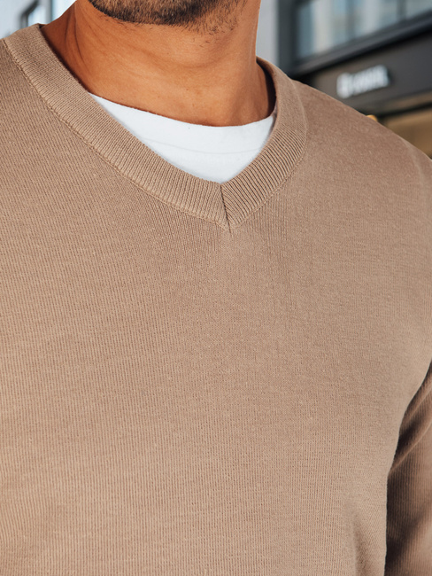 Sweter męski w serek kamelowy Dstreet WX2318