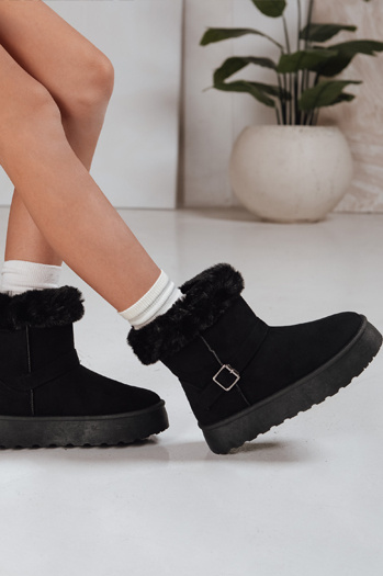 Śniegowce damskie zamszowe z futerkiem czarne Dstreet ZY1273