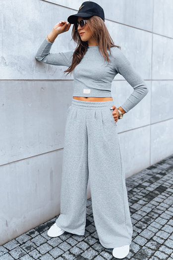 Komplet damski spodnie wide leg i crop top ASTRAL ALLURE szary Dstreet AY0904