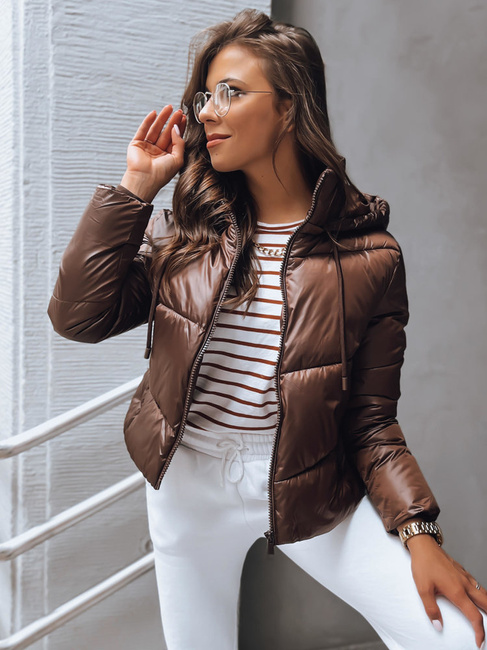 Kurtka przejściowa damska pikowana LOLAROSE brązowa Dstreet TY3682