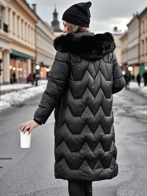 Kurtka damska pikowana długa WINTERACT czarna Dstreet TY4775