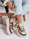 Sneakersy damskie z futerkiem na platformie brązowe Dstreet ZY1082