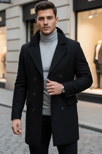 Płaszcz męski czarny Dstreet CX0434