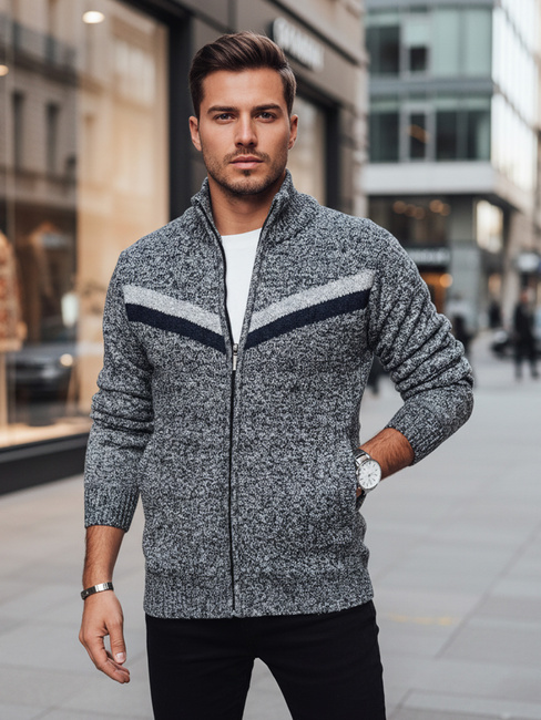 Sweter męski rozpinany jasnoszary Dstreet WX2261z