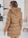 Kurtka damska zimowa z kapturem GABRIELLE ciemnobeżowa Dstreet TY4363