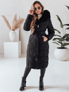 Kurtka zimowa damska długa pikowana z futerkiem czarna Dstreet TY5085