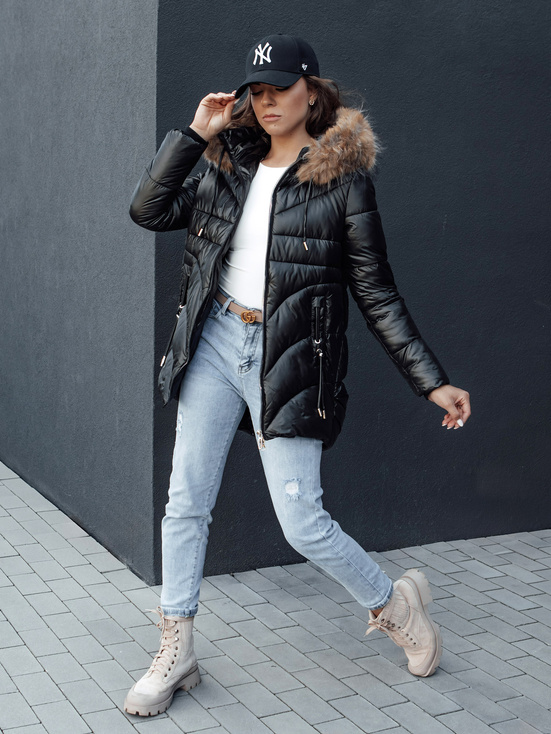 Kurtka zimowa damska z kapturem WINTERCHIC czarna Dstreet TY4455