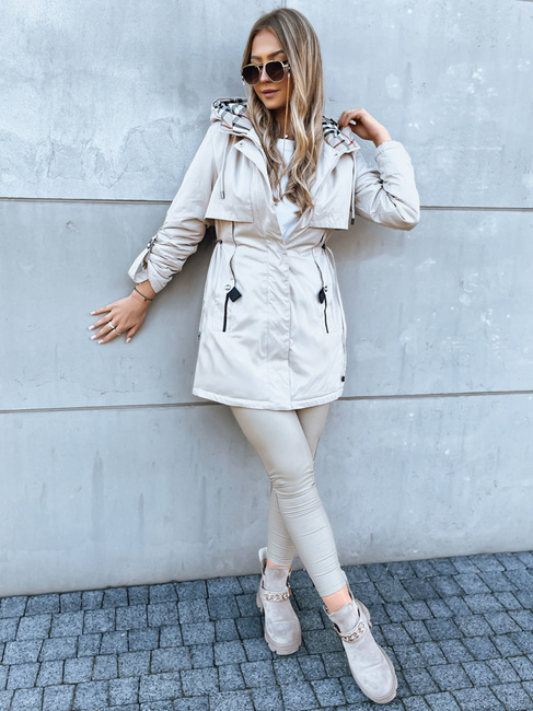 Kurtka przejściowa damska parka STARK STYLE jasnobeżowa Dstreet TY3858