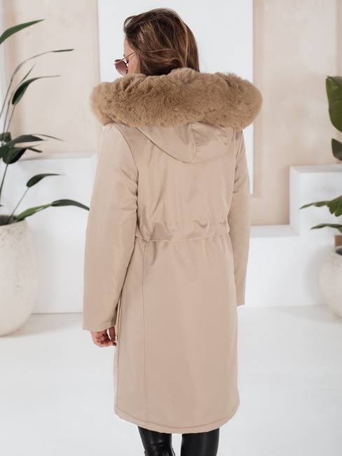 Kurtka zimowa damska parka z futerkiem beżowa Dstreet TY5112