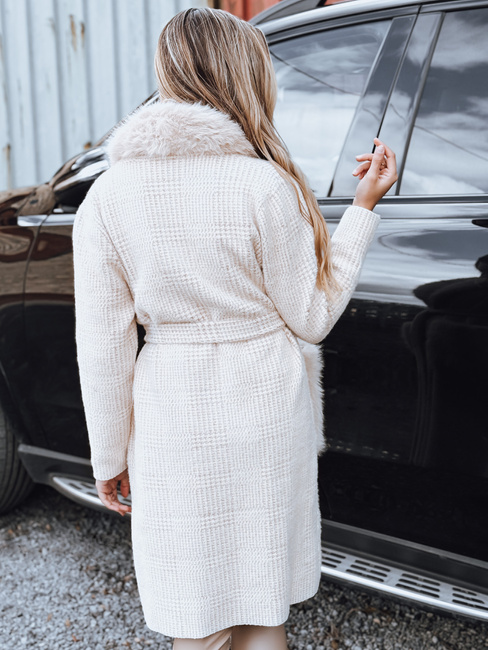 Płaszcz damski z futerkiem beżowy Dstreet TY5278