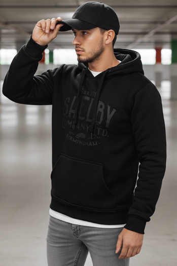 Bluza męska ocieplana z kapturem czarna Dstreet BX5920