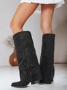Kozaki damskie zamszowe boho czarne Dstreet ZY1287