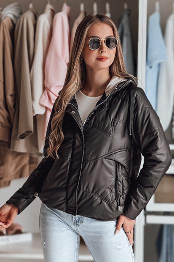 Kurtka przejściowa damska pikowana z kapturem NIVESSO czarna Dstreet TY4859