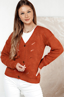 Sweter damski rozpinany KNITVIA rudy Dstreet MY2420