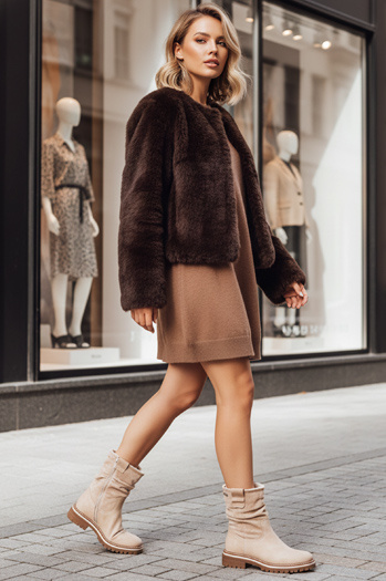 Botki damskie zamszowe beżowe Dstreet ZY1282