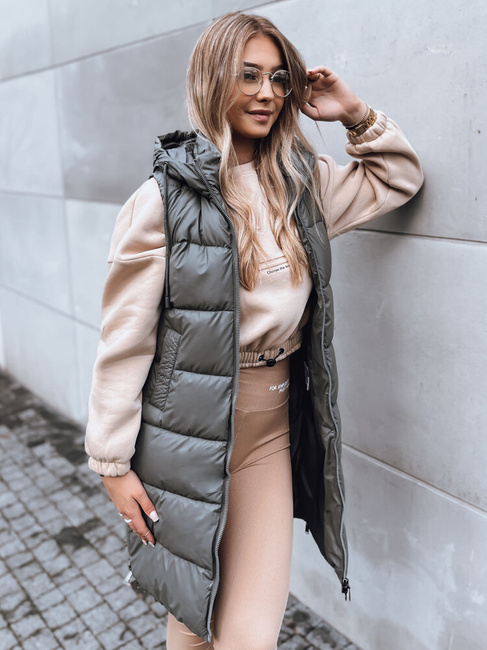 Kamizelka damska długa pikowana FAR AWAY ciemnoszara Dstreet TY3832