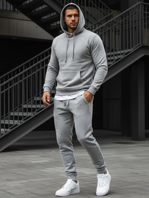 Bluza męska z kapturem szara BX3646