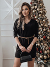Sukienka one size GLAMUP z paskiem czarna Dstreet EY2553