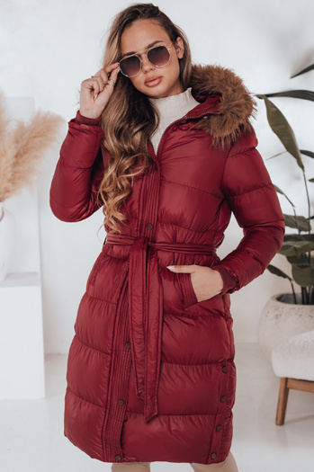 Kurtka zimowa damska pikowana z futerkiem STYLEBELLA czerwona Dstreet TY5008
