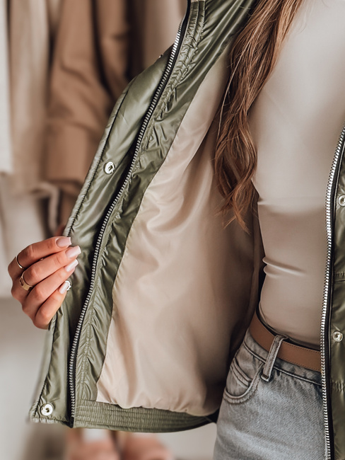 Kurtka przejściowa damska pikowana z kapturem NIVESSO zielona Dstreet TY4857