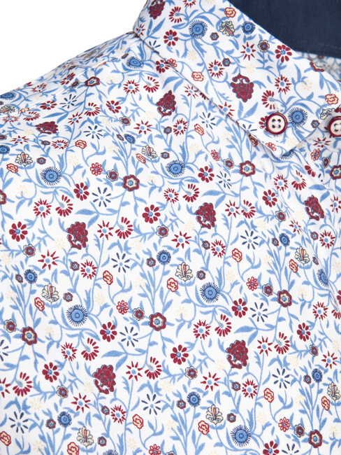 Koszula męska we wzory slim z krótkim rękawem biała Dstreet KX1069