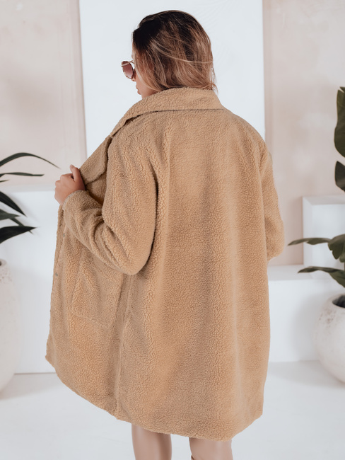 Płaszcz zimowy damski teddy futrzany beżowy Dstreet NY0757