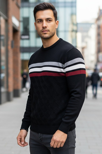 Sweter męski w paski czarny  Dstreet WX2333