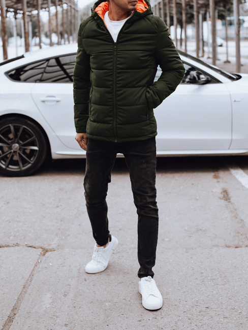 Kurtka męska zimowa pikowana z kapturem zielona Dstreet TX4893