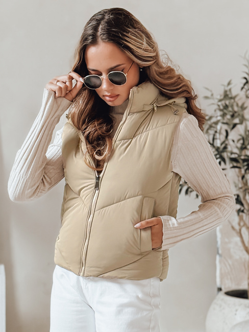 Kamizelka damska pikowana LIKEHUGS beżowa Dstreet TY4979