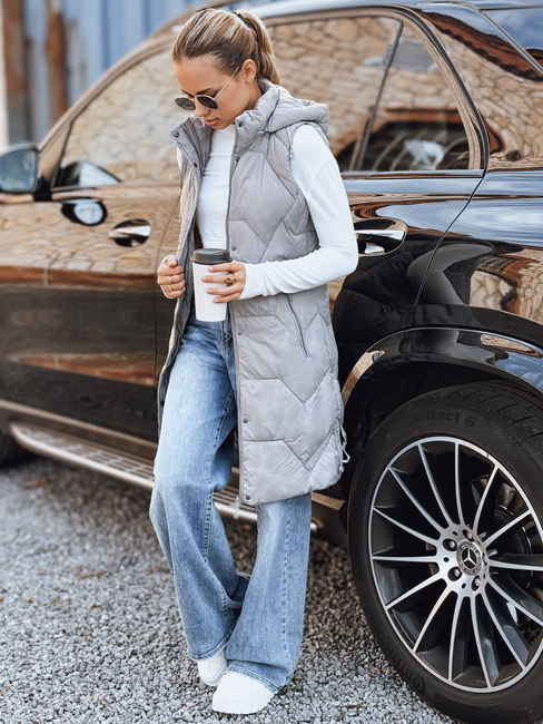 Kamizelka damska długa pikowana szara Dstreet TY5266