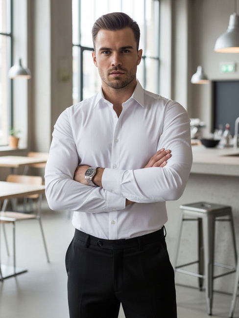 Koszula męska SLIM FIT elegancka gładka biała Dstreet DX2617