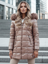 Kurtka damska zimowa pikowana WINTERZIP z kapturem beżowa Dstreet TY4567z