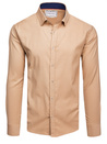 Koszula męska SLIM FIT elegancka gładka beżowa Dstreet DX2602
