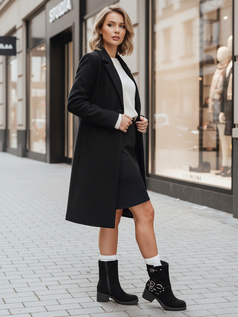 Botki damskie zamszowe z klamrą czarne Dstreet ZY1255