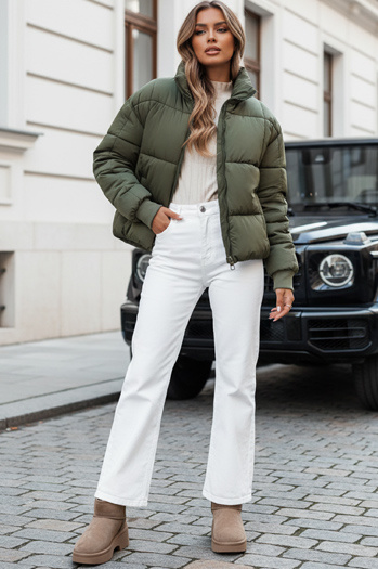 Kurtka damska zimowa krótka pikowana VIBEGIRL zielona Dstreet TY4946