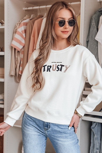 Bluza damska oversize z haftem SOFTRUS ecru Dstreet BY1411