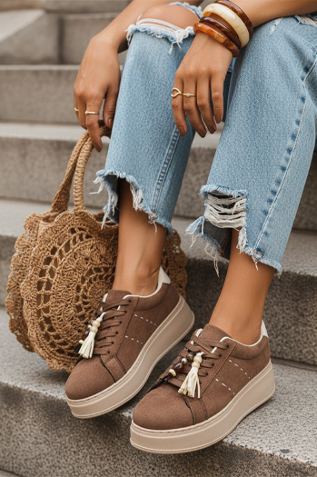 Sneakersy damskie brązowe Dstreet ZY1413